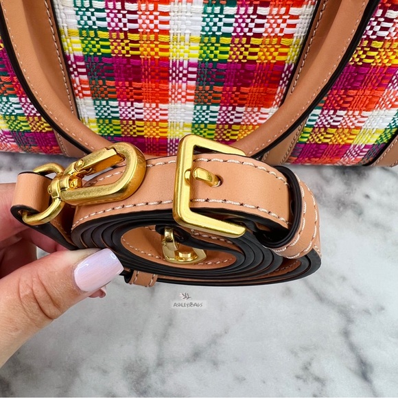 Tory Burch Blake Small Plaid Tote In Tory In Poppy Red Multi - Picture 10 of 10